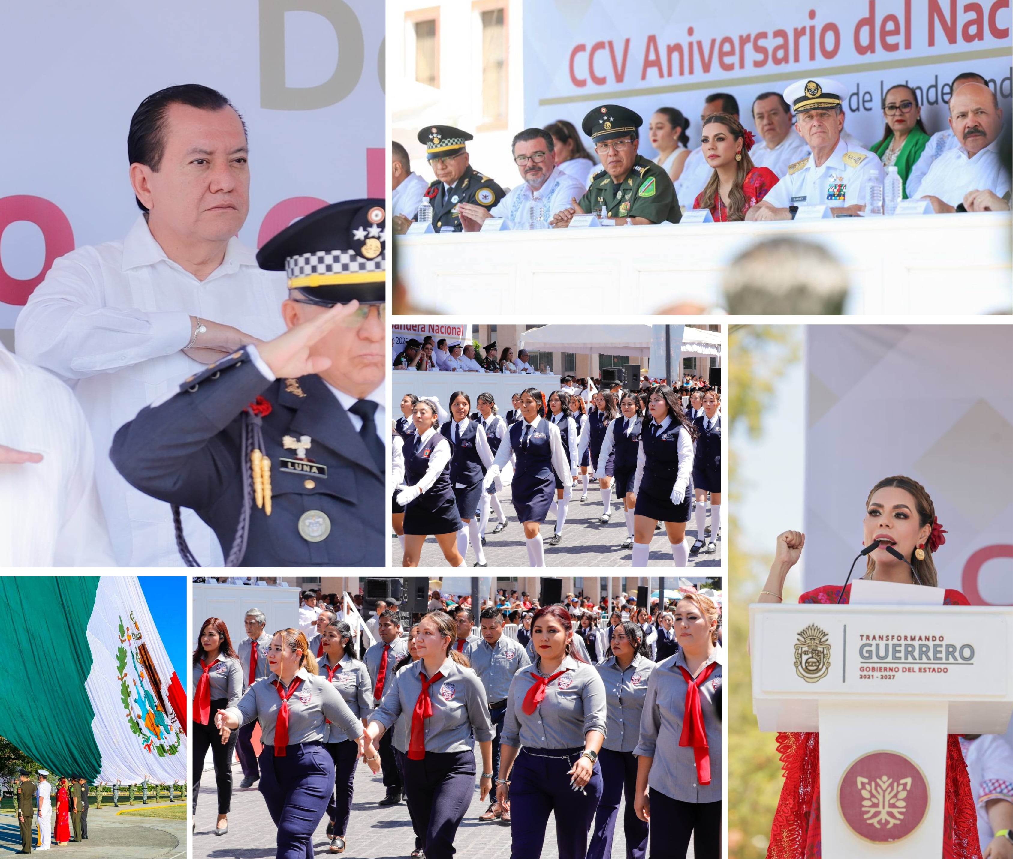 EL RECTOR DE LA UAGRO ACOMPAÑÓ A LA GOBERNADORA DE GUERRERO EN EL 205 ANIVERSARIO DE LA BANDERA DE MÉXICO
